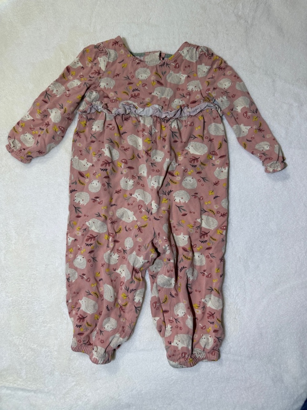 Maggie & Zoe Pink Hedgehog Print Long-Sleeve Footie